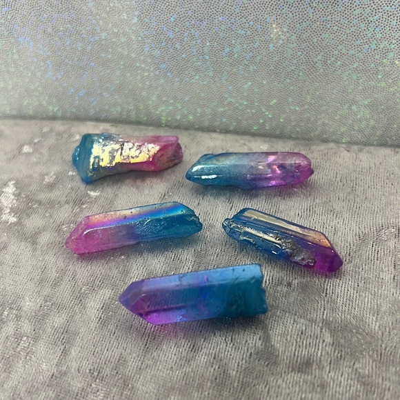 Aura quartz halo angel cotton candy crystal pink blue ombrΓ© electroplated π - Picture 4 of 16